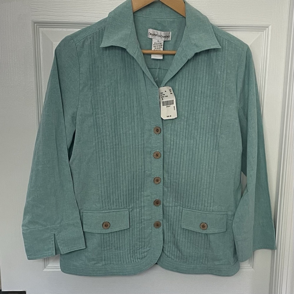 Drapers‎ & Damons Jacket Womens Jade Button Lightweight Shirt Pockets NEW Size S